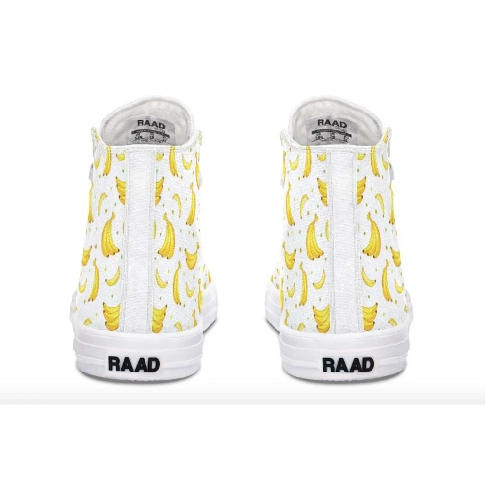 Raad Shop I Love Bananas Unisex Women's Sz 7/Men's Sz 5.5 /High Top Sneaker Shoe